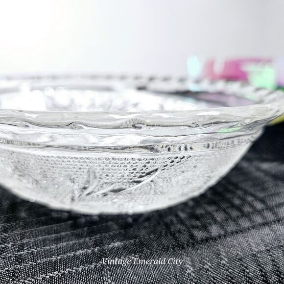 Vtg Glass Oval Serving Bowl USA Floral Dish Anchor Hocking Tiara Clear Sandwich - Picture 10 of 11